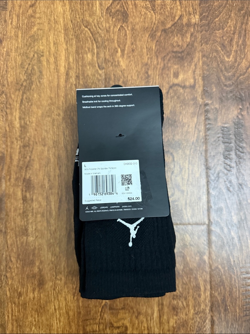 Jordan Black Crew Socks with White Jumpman - 3 Pack - Picture 7 of 10